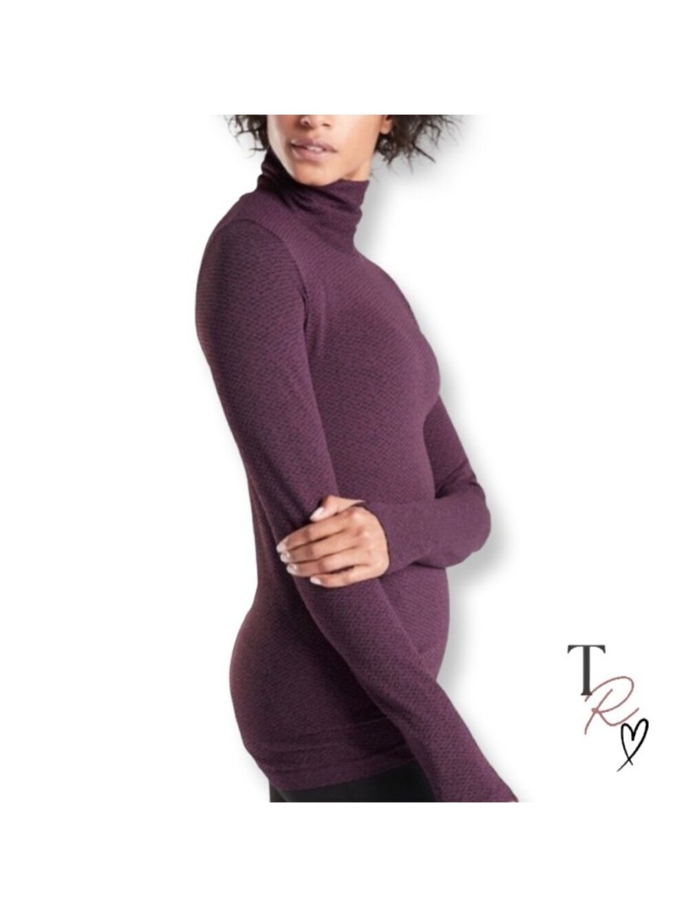 Athleta NWT Flurry Peak Hiking Base Layer Turtleneck Top Burgundy Size Medium